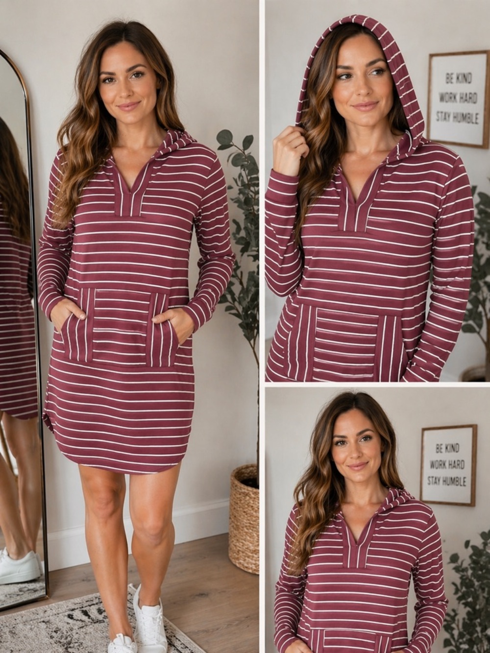 Boutique Brand HOODIE DRESS!! New without tags! MTS Burgundy Striped Dress